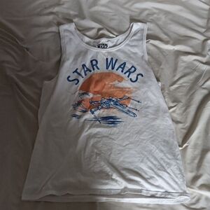Mens MEDIUM Star Wars Tank Top - White and Orange